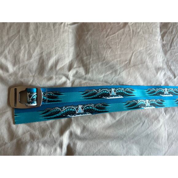 Adult croakies belt with bottle opener waves 52" long webbing artisian NWOT - Picture 1 of 4